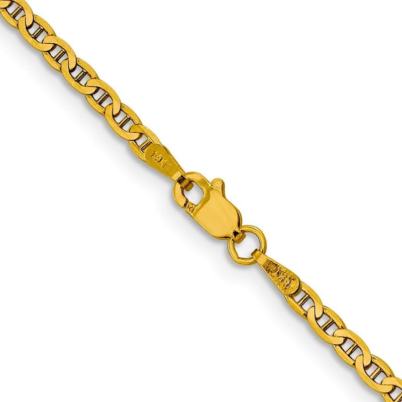 Curata 10k Yellow Gold 3mm Flat Mariner Anchor Chain Bracelet