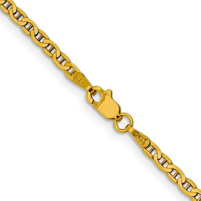 Curata 14k 2.4mm Flat Anchor Chain Bracelet - 7 Inch
