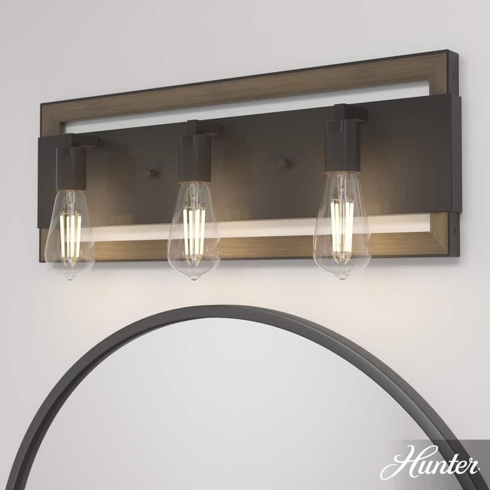 Hunter Woodburn Vanity Wall Light - Modern Farmhouse, Transitional, Rustic - Damp Rated!