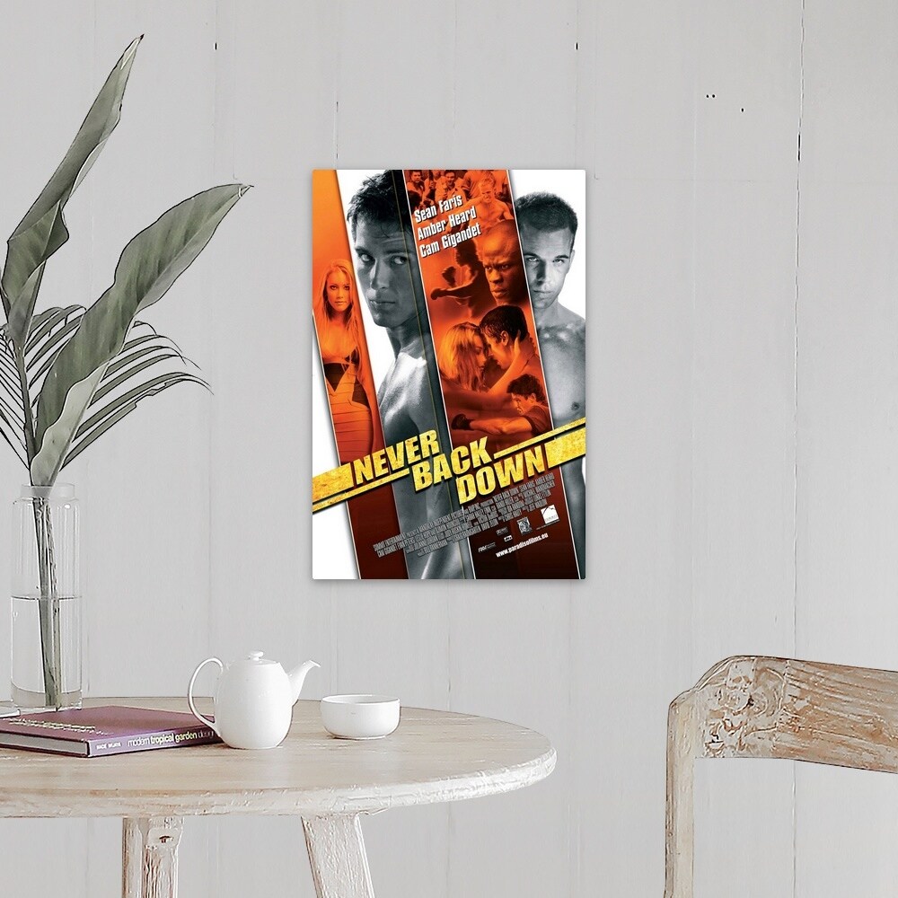 Never Back Down 2008 Movie Poster Belgian Canvas Wall Art Overstock 24127966 Four fighters different backgrounds come together to train under an ex mma rising star and then ultimately have to fight each other and the traitor in heir midst. overstock com