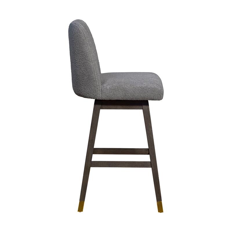 Amalie Upholstered Bar Stool, Swivel Counter Chair with Solid Wood Frame