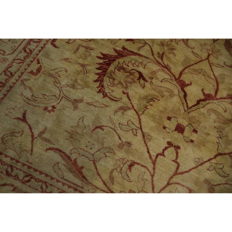 Hand Knotted Oriental 100% Wool Carpet Traditional Floral Yellow & Gold Chobi-Peshawar Area Rug - 10' 0'' X 8' 0''