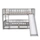 preview thumbnail 8 of 30, Bunk Bed with Slide,Full Over Full Low Bunk Bed with Fence and Ladder for Toddler Kids Teens Espresso