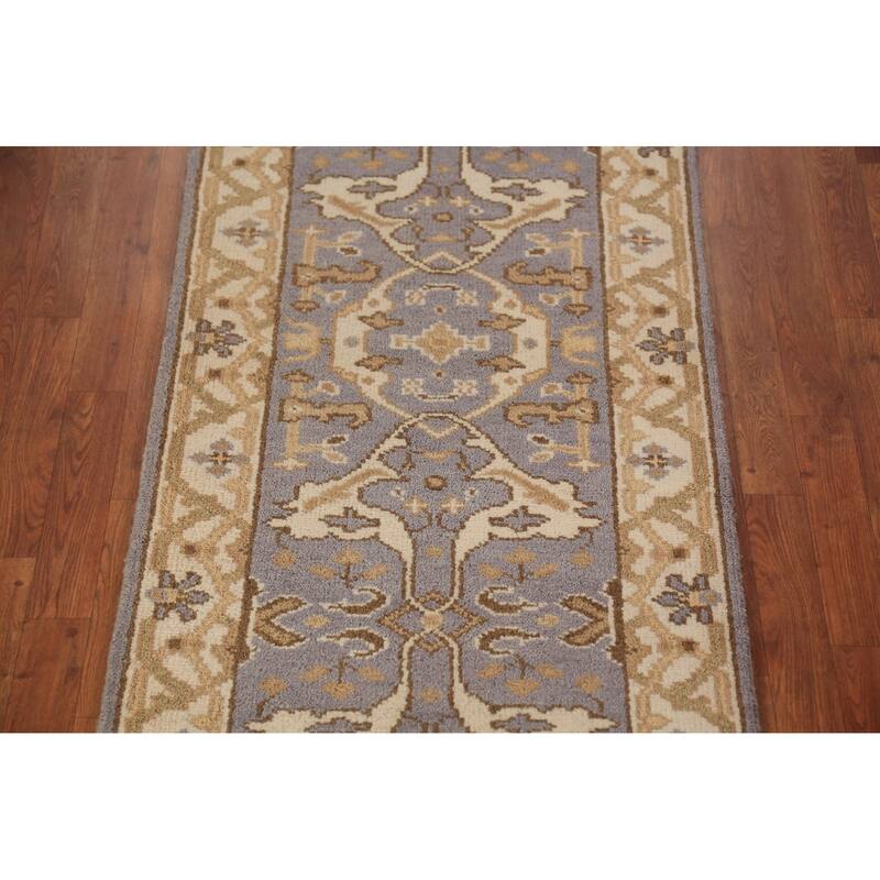 All-Over Oushak Indian Runner Rug Hand-Knotted Wool Carpet - 2'8"x 8'0"