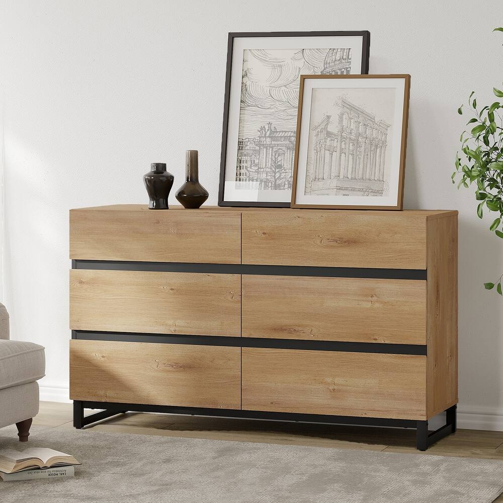 WAMPAT Dresser for Bedroom, Closet Organizers and Storage with Drawers, Chest of Drawers with Metal Base, Modern Wooden Dresser