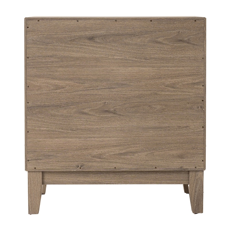 Rossetta Minimalist Style 2-Door Small Archway Mirrors Cuts Design Nightstand with Removable Interior Shelves Solid Wood Legs