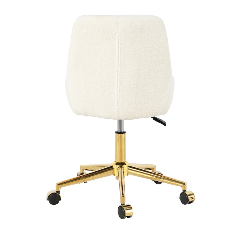 Beige+Gold Teddy 22.3" Tufted Accent Chair with Chrome Legs