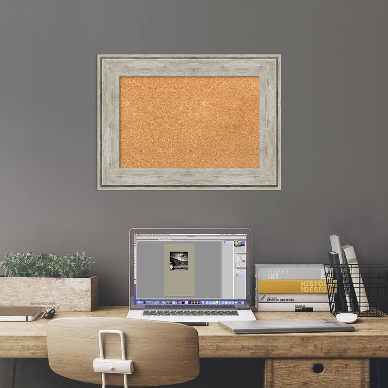 Crackled Metallic Framed Cork Bulletin Memo Board