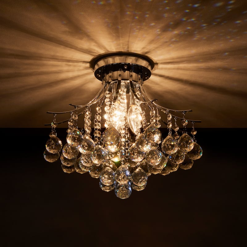 CO-Z 3-Light Crystal Raindrop Flush Mount Chandelier