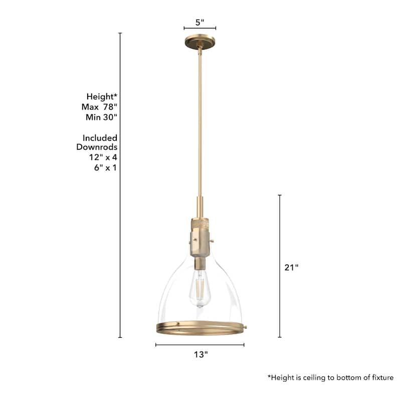Hunter 13" Van Nuys 1 Light Pendant - Kitchen Island, Dining Room - Industrial, Modern, Transitional