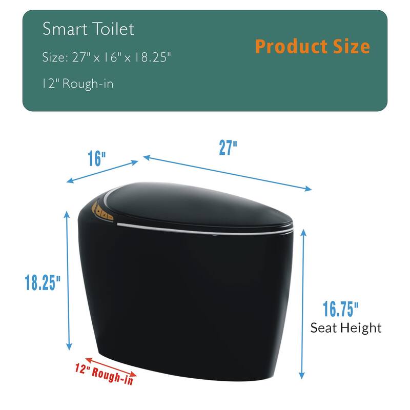 Smart Toilet with Built In Bidet. Auto Open Close Seat. Foot Sensor Flush. Heated Seat. Warm Water Dryer