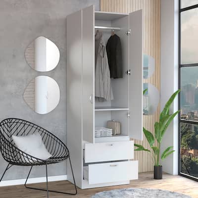Armoire Wardrobe with 2 Drawers,Double Door Cabinet