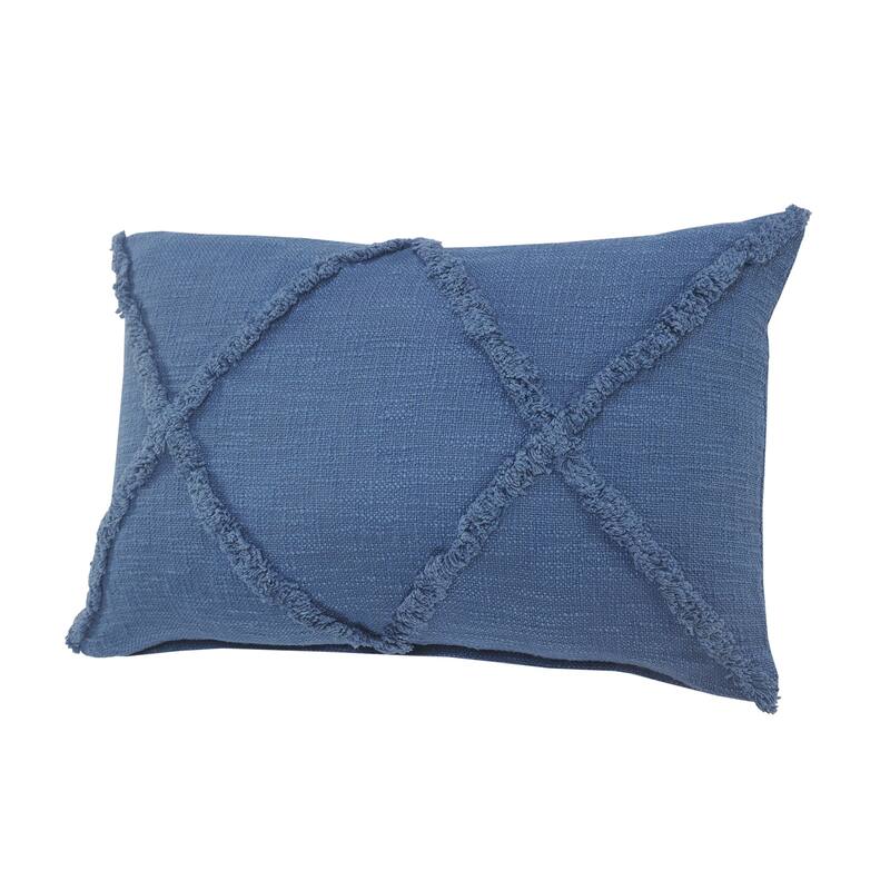HomeRoots 16" X 24" Cobalt Blue 100% Cotton Zippered Pillow