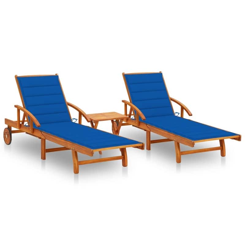 vidaXL Patio Lounge Chair Sunbed Sunlounger with Cushion Solid Acacia Wood