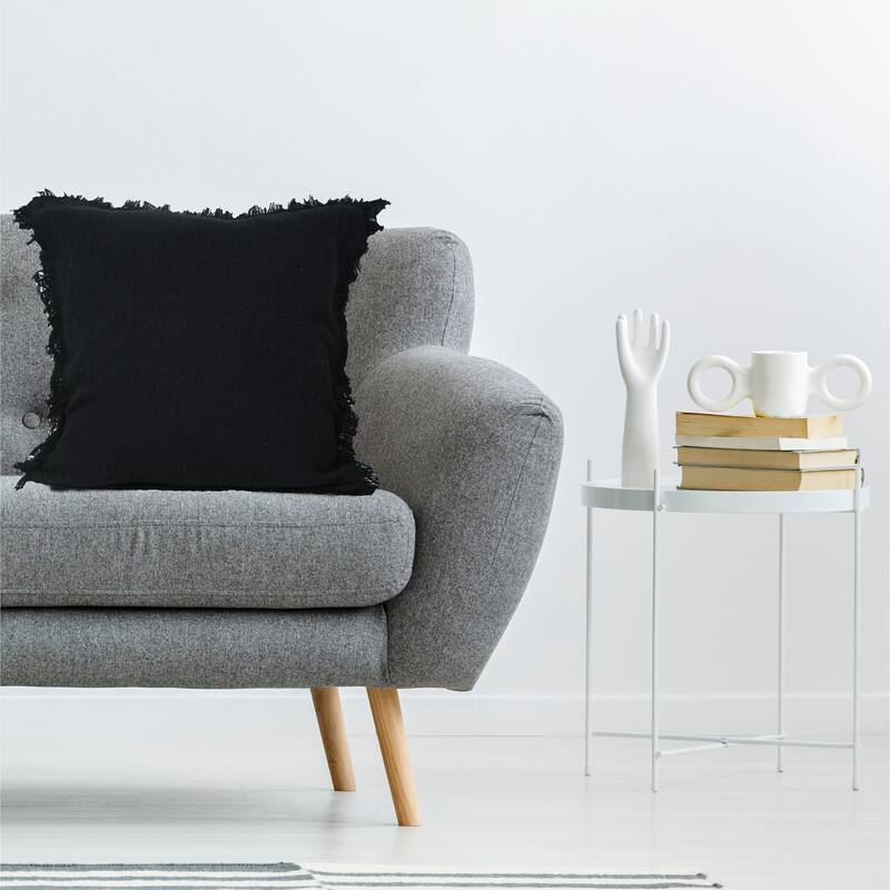 Hidalgo Solid Fringed Throw Pillow by Sevita