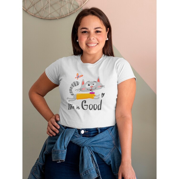 Shop Life Is Good Cat Doodle Tee Women S Image By Shutterstock Overstock 21412781