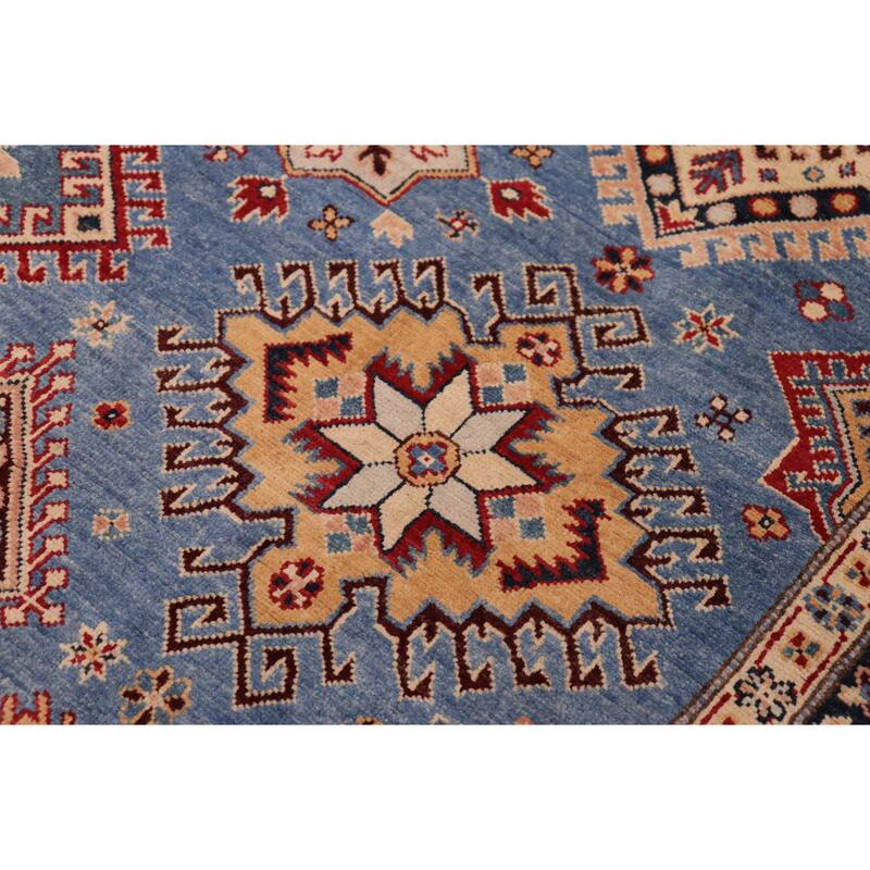 Southwestern Kazak Sam Light Blue/Red Wool Rug - 8'1'' x 9'7''