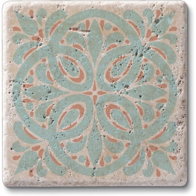 Aegean Tile 4 Pack Natural Travertine Absorbent Stone Coasters with Protective Cork Backing Manufactured in The USA