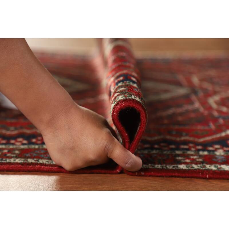 Hand Knotted Oriental 100% Wool Carpet Traditional Geometric Red Sirjan Area Rug - 4' 8'' X 3' 3''