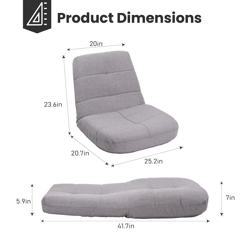 Adjustable 5-Position Padded Floor Chair Recliner Lazy Gaming Sofa