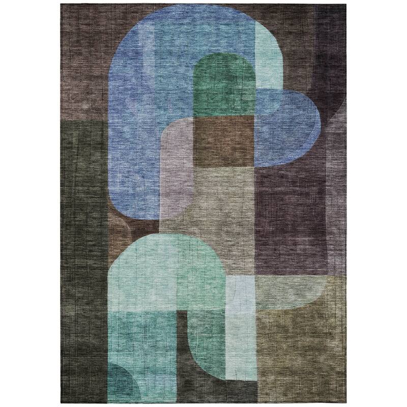 HomeRoots Abstract Transitional Rectangle Outdoor Rug