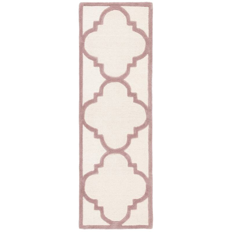 SAFAVIEH Handmade Cambridge Gullveig Modern Moroccan Wool Rug - 2'6" x 12' Runner - Ivory/Beige