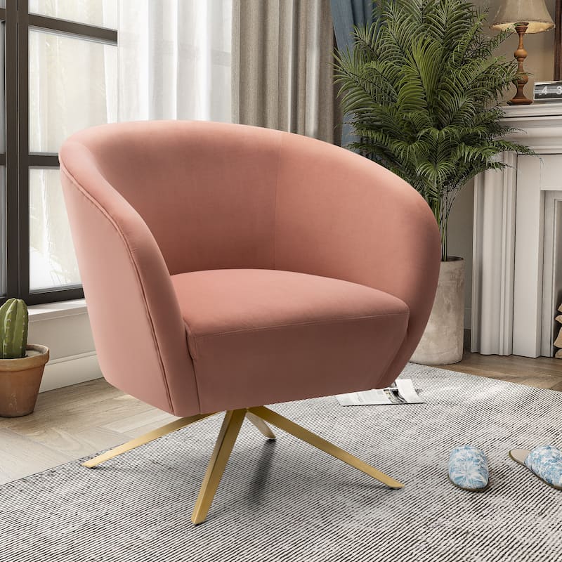 Modern Upholstered 360-degree Swivel Accent Chair Faux Leather Sofa Chair