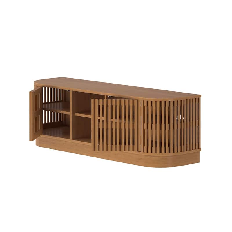 Plank and Beam Contour Curved Mid-Century Modern Sideboard/TV Stand