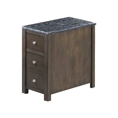 Wooden Side Table with 3 Spacious Drawers, Brown and Black