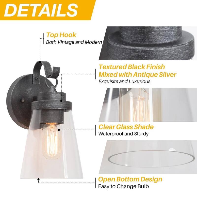 Bern Farmhouse 1-Light Glass Outdoor Wall Sconce Rustic Patio Lantern