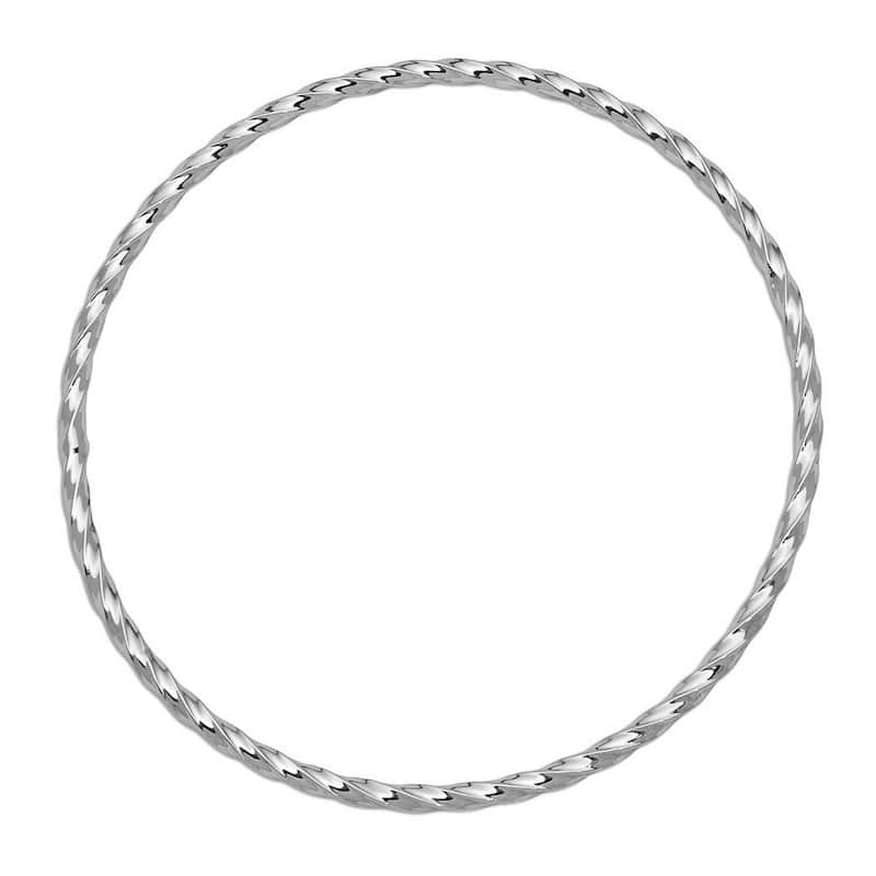 Curata 14k White Gold 8" 2.5mm Wide Twisted Slip-on Bangle Bracelet