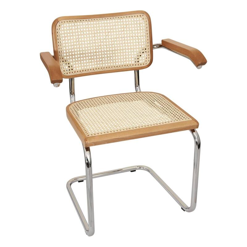Breuer Chair Company Marcel Breuer Cesca Cane Cantilever Armchair Arm Chair w/ Chrome Steel Frame (Various Wood & Cane Colors)