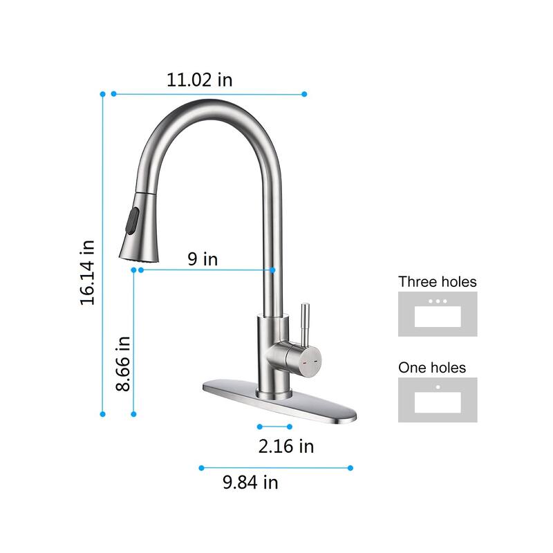 Single Handle Brushed Nickel Kitchen Faucet with Pull Out Spraye