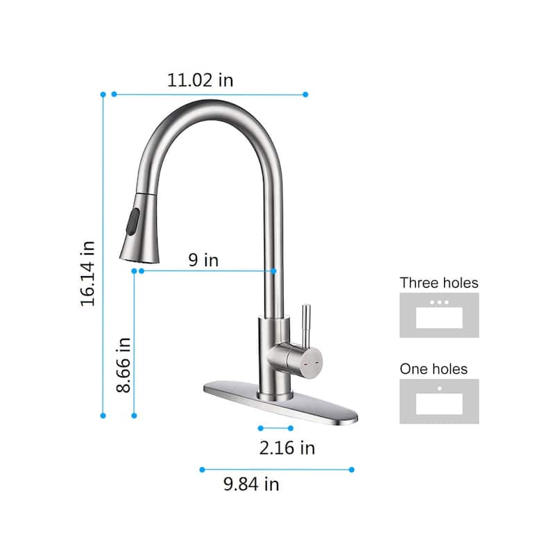 Stainless Steel Single Handle Kitchen Sink Faucet with Pull Down Sprayer
