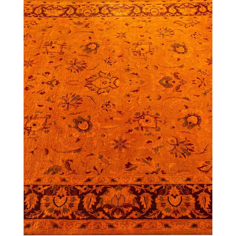 Overton Hand Knotted Wool Vintage Inspired Modern Contemporary Overdyed Gold Area Rug - 4' 7" x 7' 5"