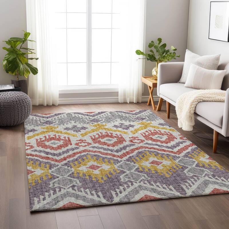 Premium Washable Super Soft Modern Global Mayfield Rug - Purple - 10' x 14' - Rectangle