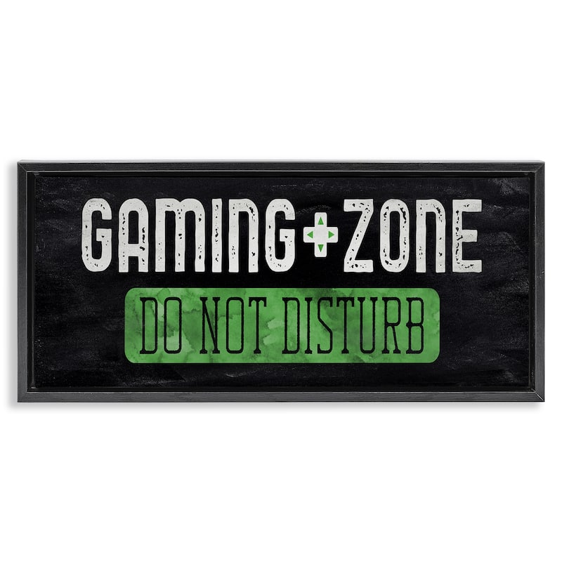 Stupell Do Not Disturb Gaming Zone Framed Floater Canvas Wall Art Design By CAD Designs - 25 x 11 - Black