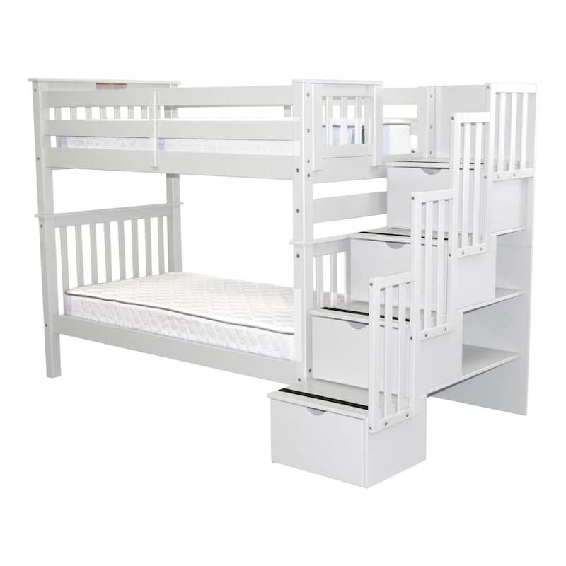 Taylor & Olive Trillium Tall Twin over Twin Stairway Bunk Bed, 4 Steps