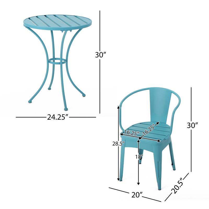 Roomfitters 3-Piece Metal Bistro Set, Outdoor Patio Table and Chairs for Garden, Balcony or Deck