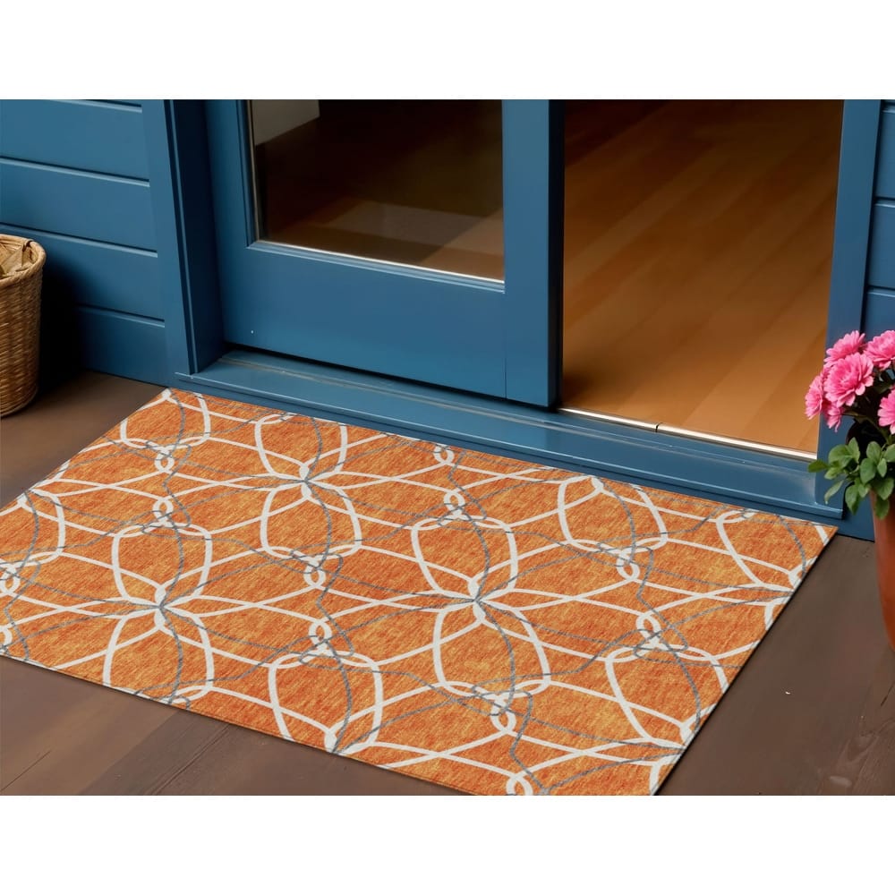 HomeRoots Geometric Modern Rectangle Outdoor Rug
