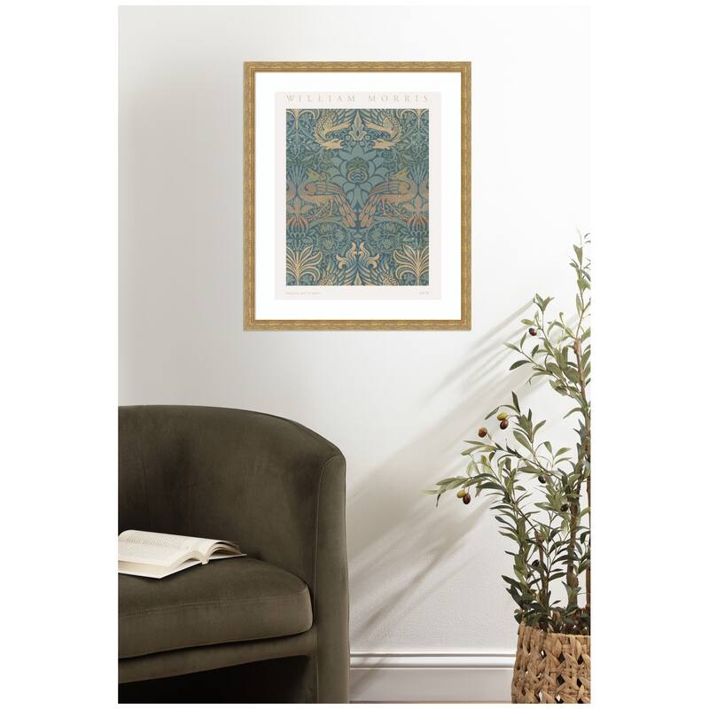 Kate and Laurel Framed Art Poster William Morris Peacock and Dragon 1878 by The Art Institute of Chicago