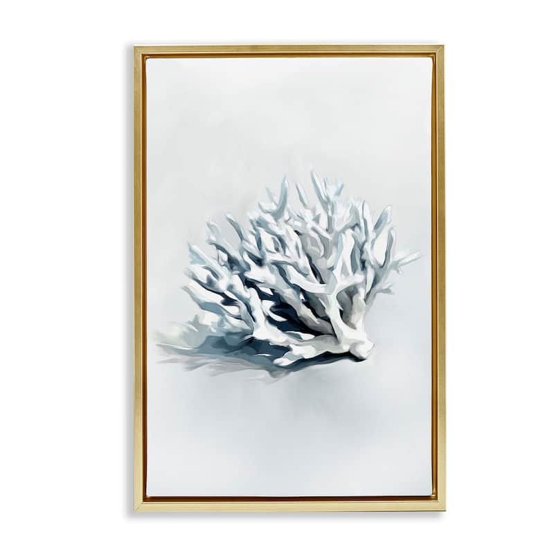 Stupell Subtle Staghorn Coral Framed Floater Canvas Wall Art Design By Ramona Murdock - 21 x 31 - Gold