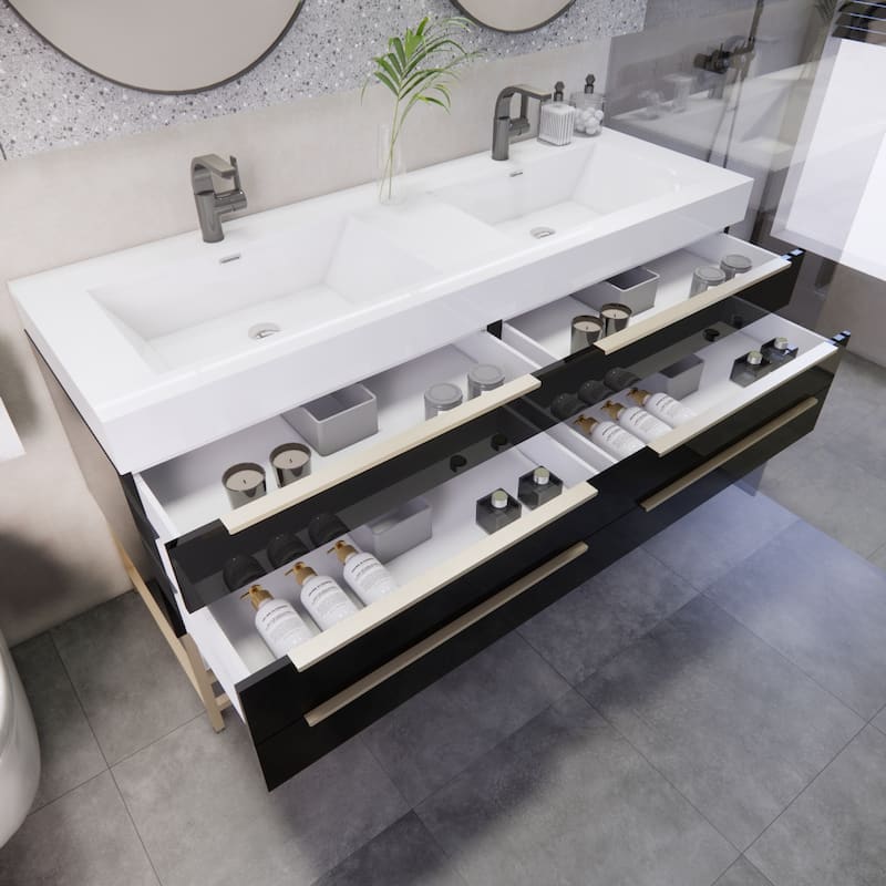 Noble 60" Free-standing Vanity with Reinforced Acrylic Double Sink