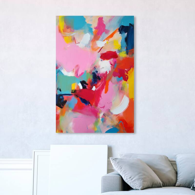 Wynwood Studio Abstract Bottom Right Corner Painting Tube Red and Modern & Contemporary Wall Art Canvas Print - 45 x 30