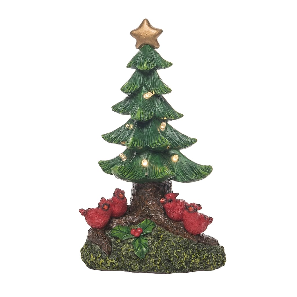 Transpac Resin 9.25 in. Multicolored Christmas Light Up Cardinal Tree