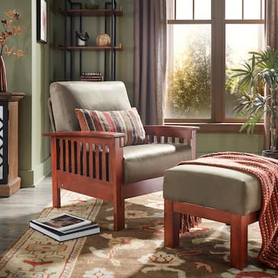 Hills Mission-style Oak Chair and Ottoman by iNSPIRE Q Classic