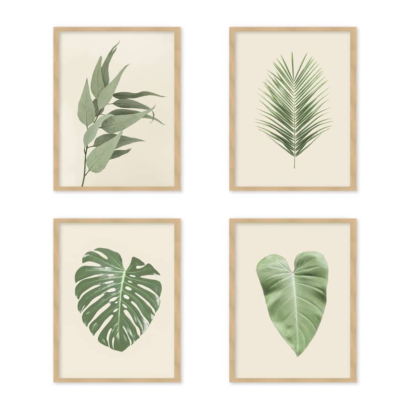 "Lush Paradiso" Set of Four Framed Textured Wall Art - Multi-Color
