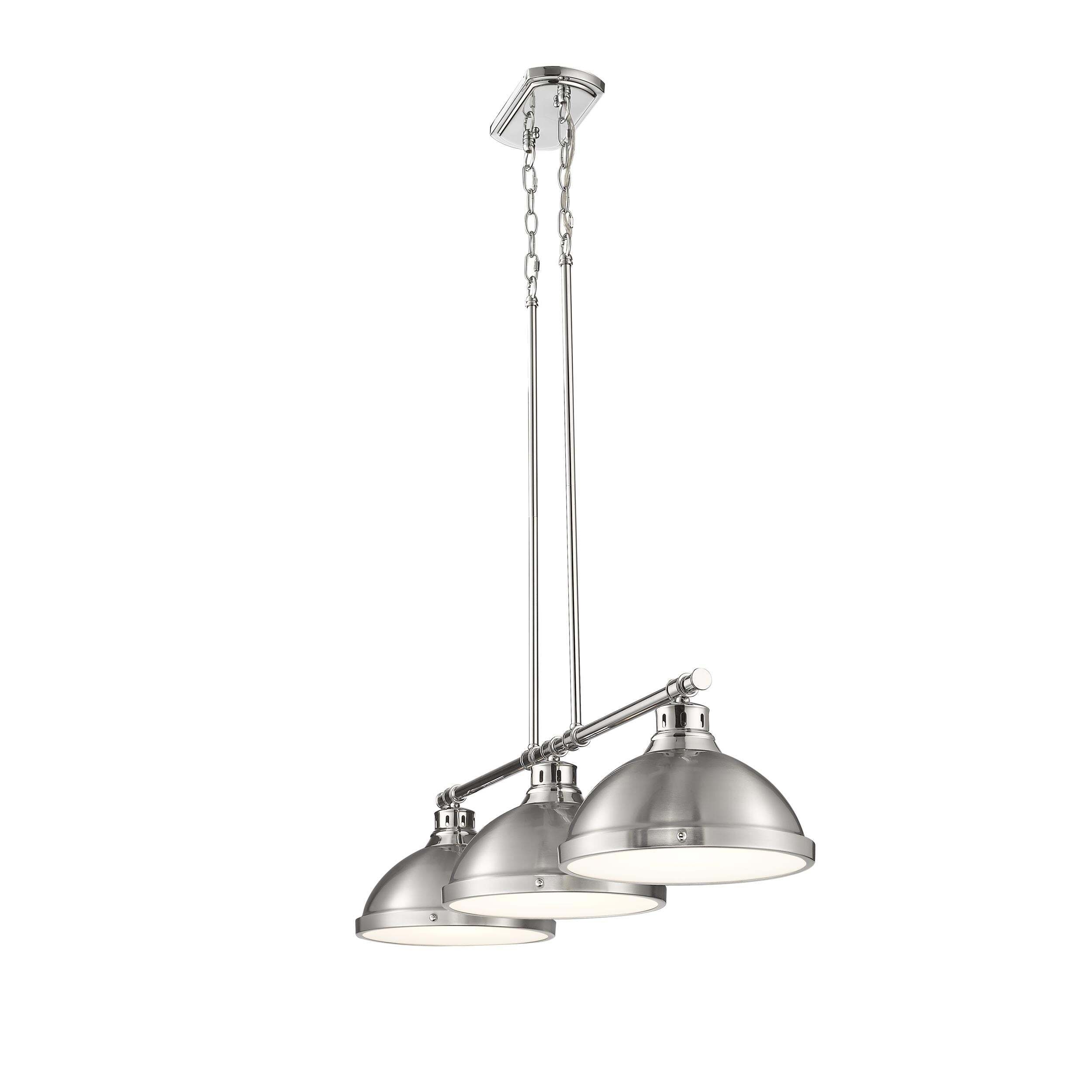 Golden Lighting Duncan 3-Light Island Light - Chrome - Pewter Shade