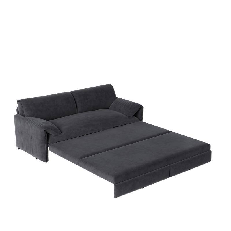 66" Queen Pull Out Sofa Bed, 3-in-1 Convertible Sleeper Sofa with Side Storage