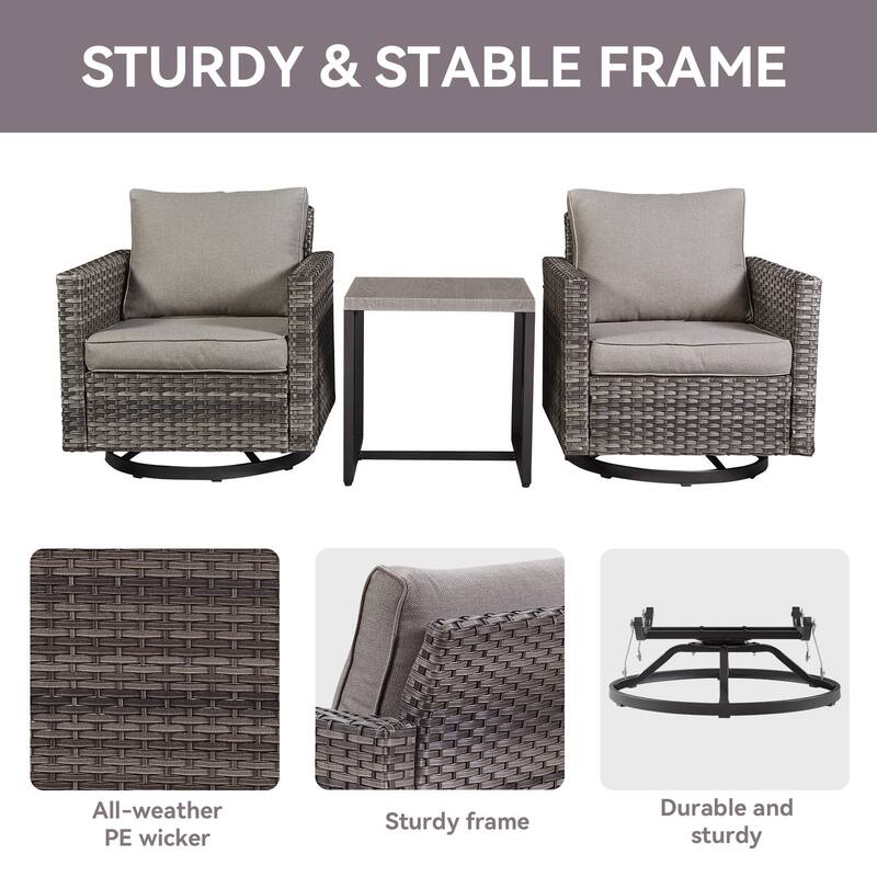 Outdoor Swivel Glider Chairs with Soft Cushion